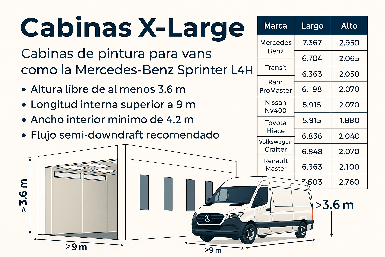 Cabina de Pintura X-Large para Vans y Vehículos Comerciales